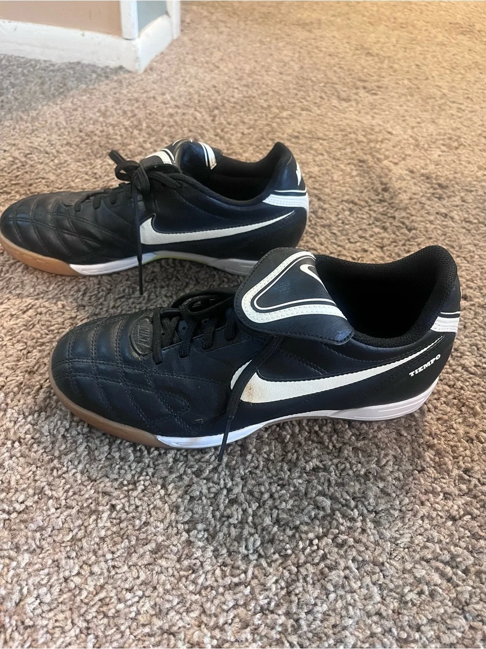 Nike Tiempo Natural III IC Mens Black&White Indoor Soccer Shoes Cleats Sz 6.5